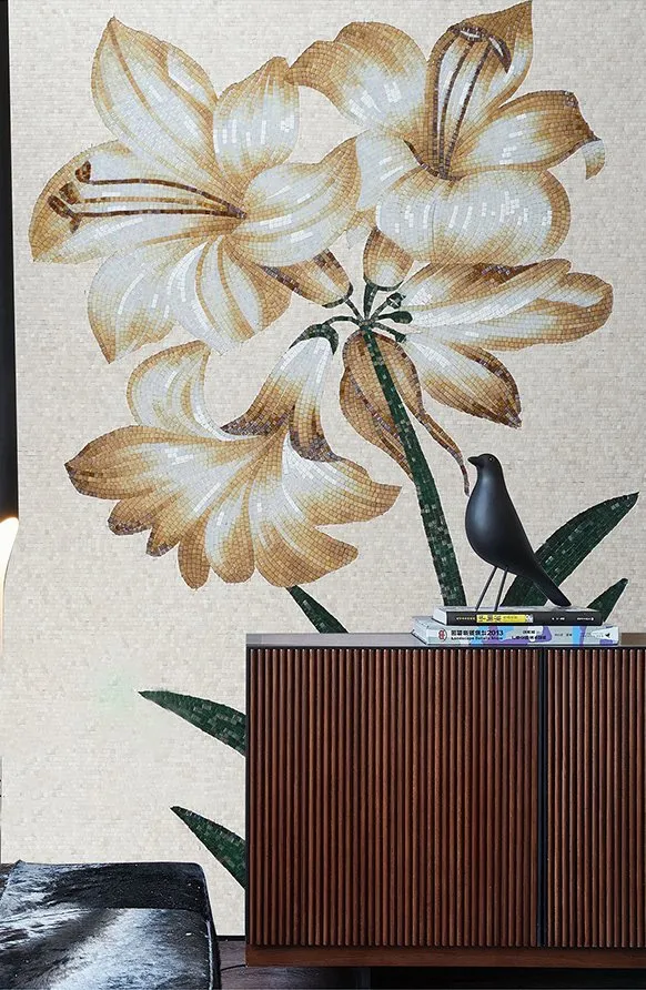 꽃 좋은 예술 사진 수제 유리 타일 모자이크 벽화